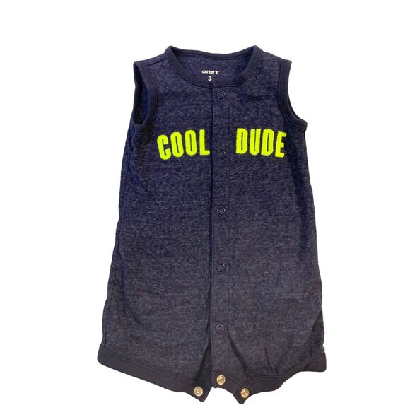 carters Boys infant Baby Size 3 months heathered blue short 1 pice bodysuit romp - Picture 1 of 3